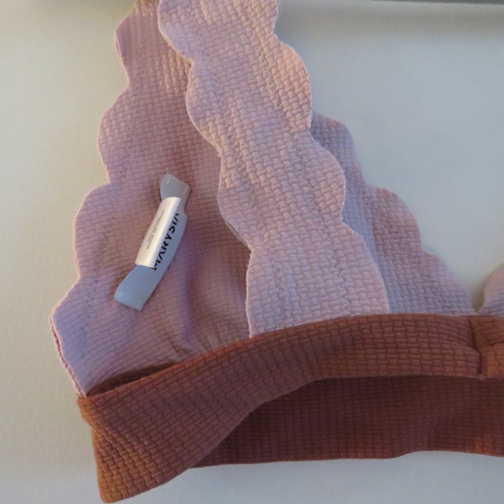 MARYSIA Santa Clara Scalloped Light Pink Textured Triangle Bikini Top - Size XS - Picture 12 of 15